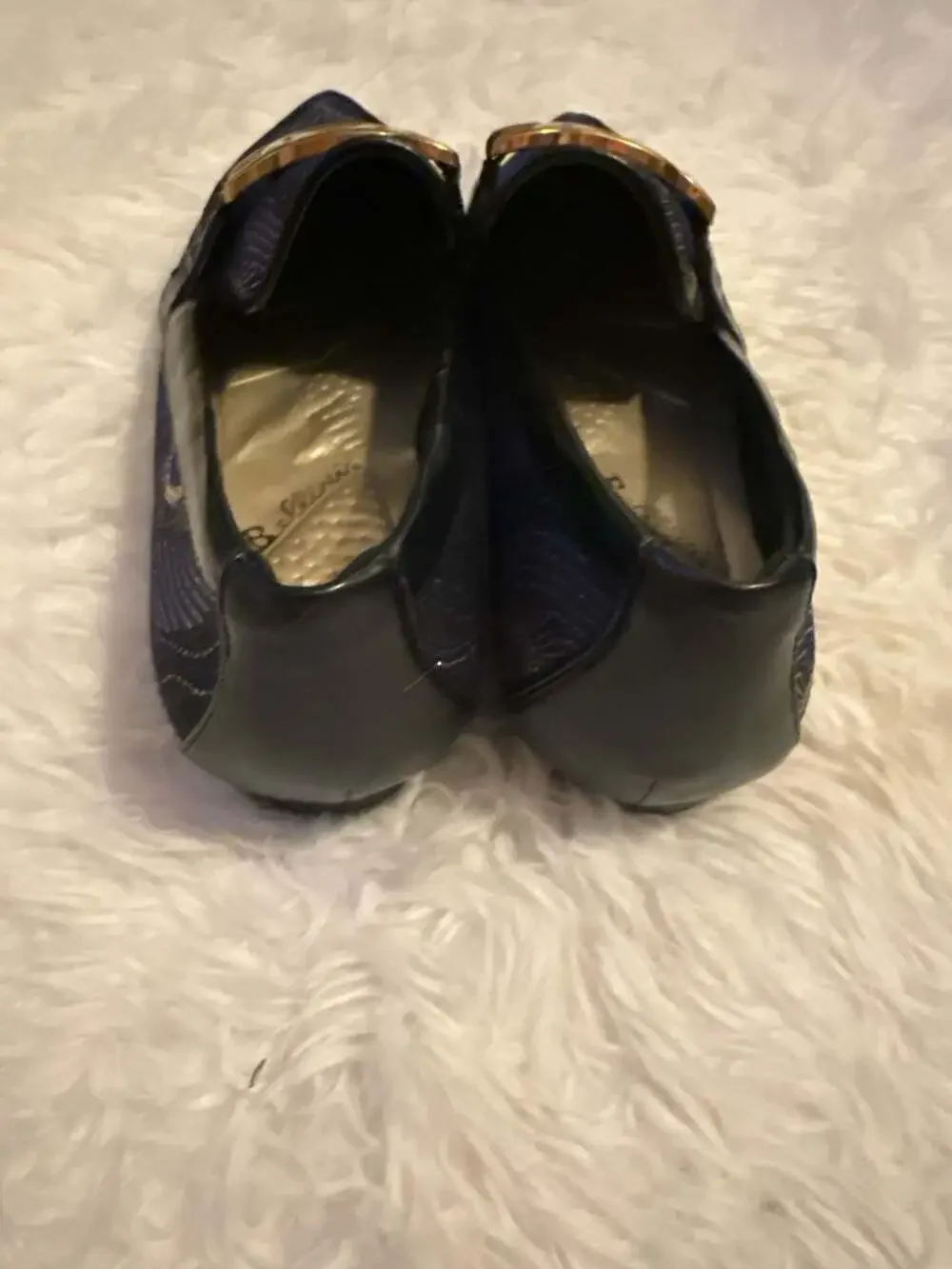 Bellini Women's Felix Pointed Toe Loafer Flats Navy/Gold Peacock‎